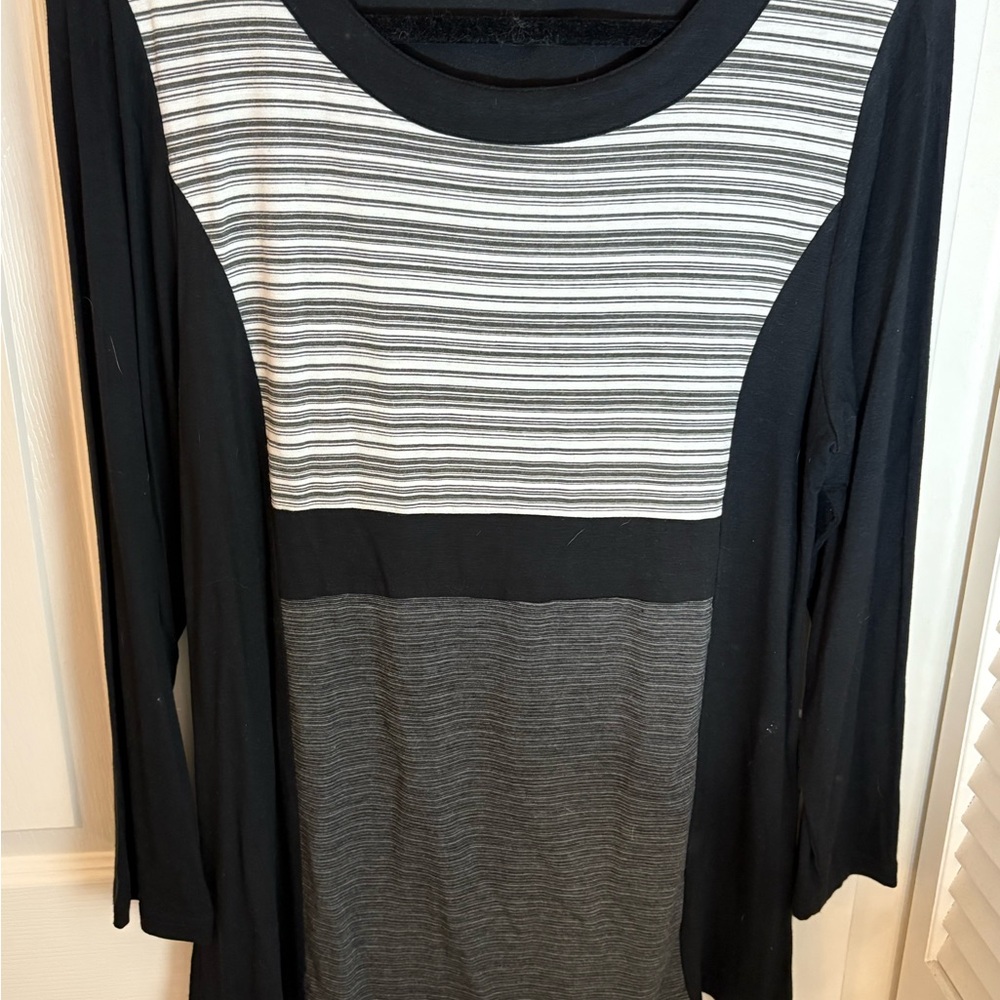 Black and Gray Striped Women's Top